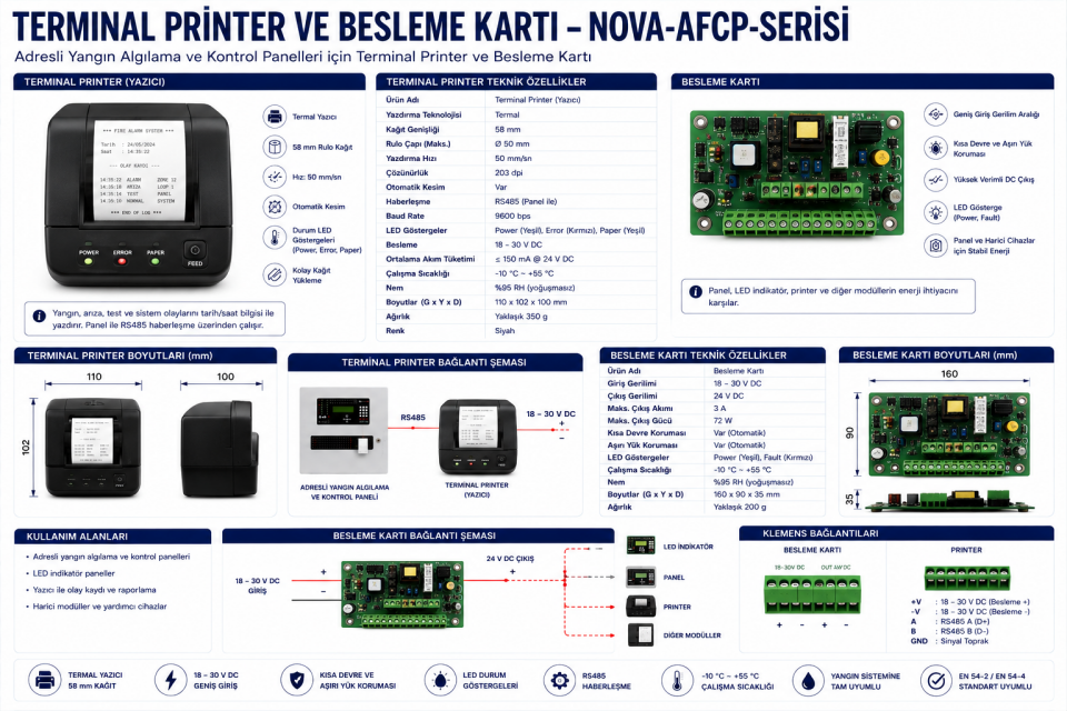 Terminal Printer ve Besleme Kartı